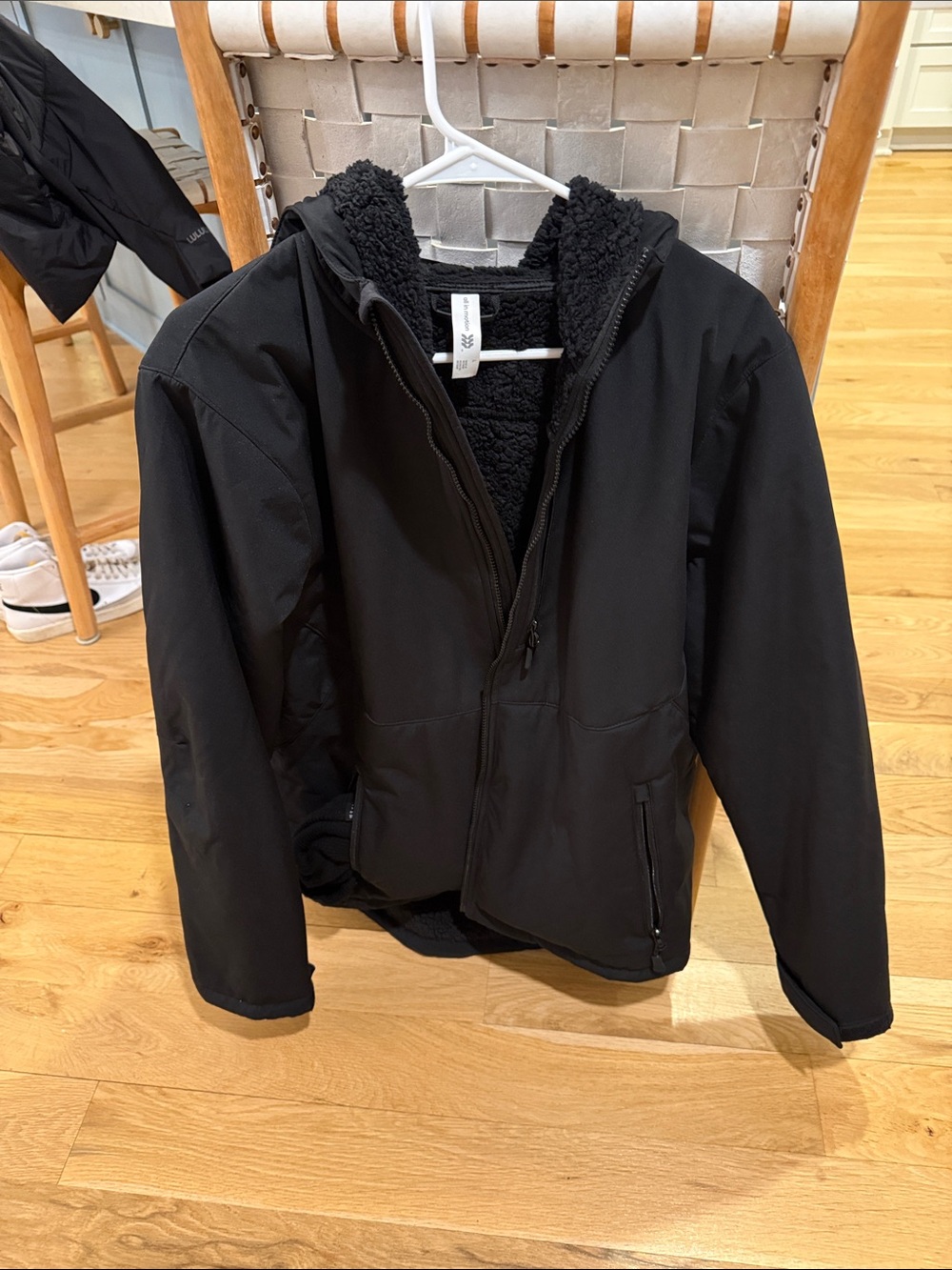 all in motion Black Sherpa-Lined Hooded Jacket - Lightweight Shirt Jacket